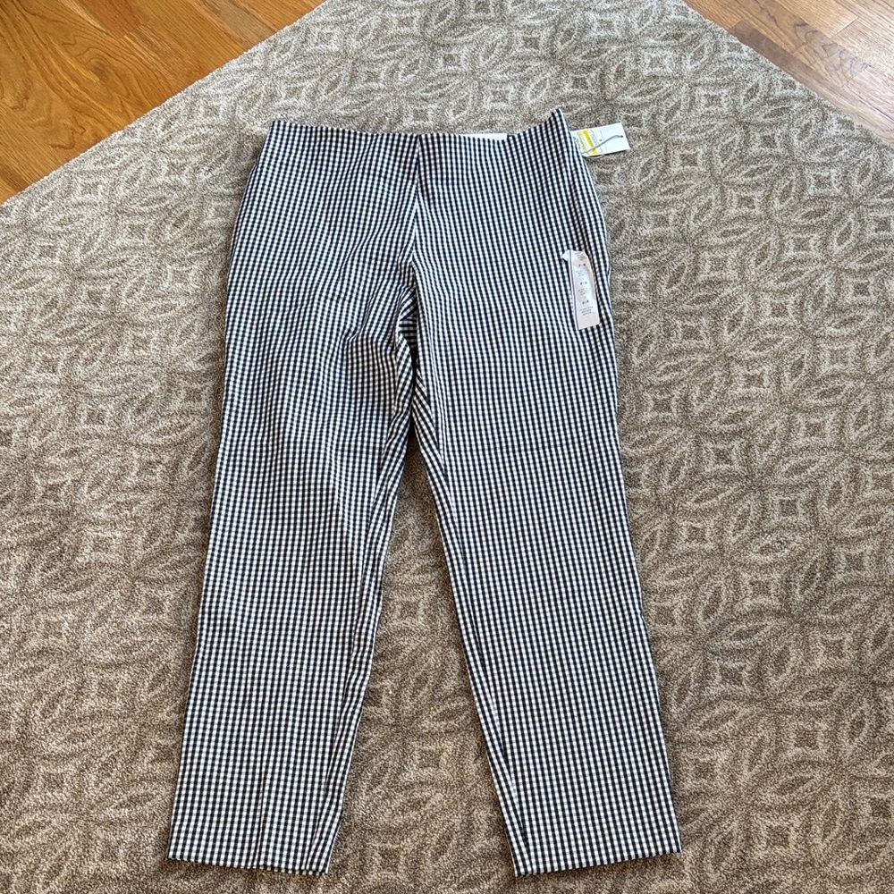 Black & White Gingham Slim Cropped Pants